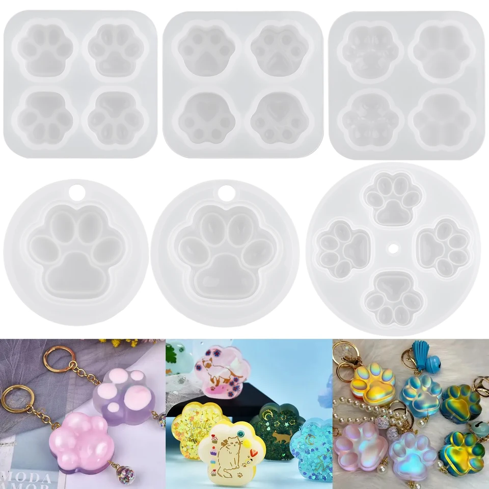 Silikónová forma pre mačku pre kľúče pre DIY Keychain Crystal Epoxid Foll