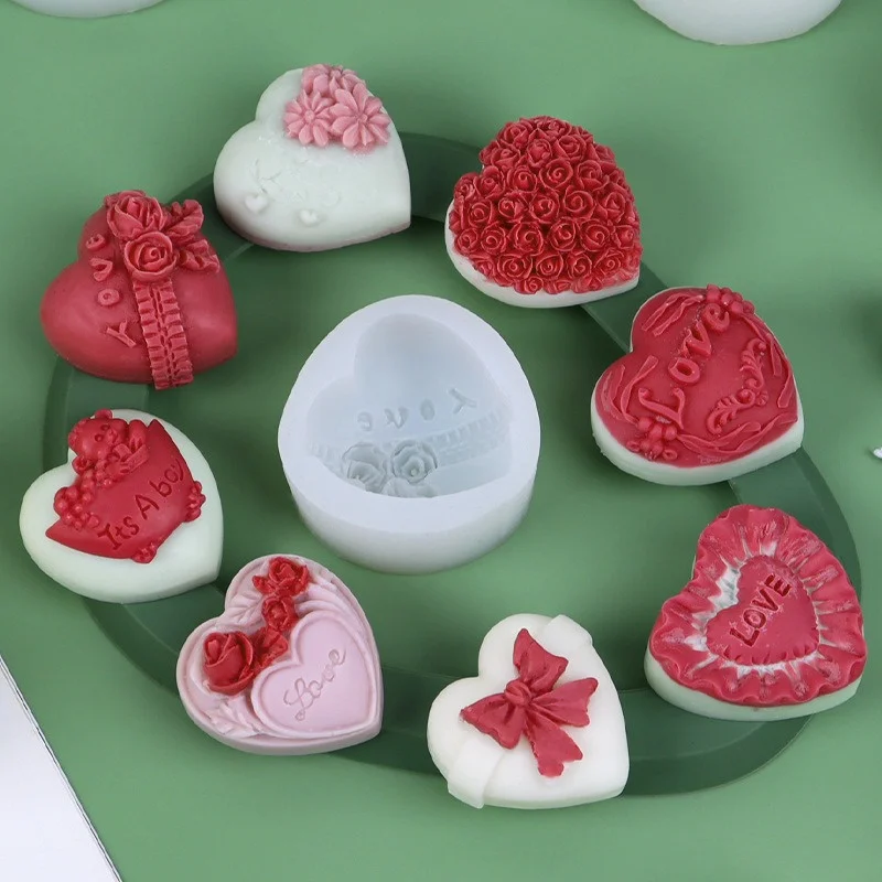Silikónová forma v tvare srdca ručne vyrábaná čokoládová koláč na pečenie pleseň DIY aromaterapia sviečky formy Valentín