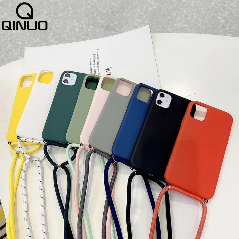 Silikónová puzdro s krížovým šnúrkou pre iPhone 11 Pro XS Max x xr 8 7 plus 6 12 SE 2020