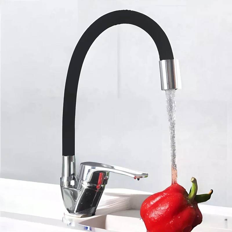 Silikónová trubica potrubie Kuchynské umývadlo Faucet Faucet Horúca a studená voda Mixer Tap 360 stupňov Rotačná flexibilná hadica kohútika