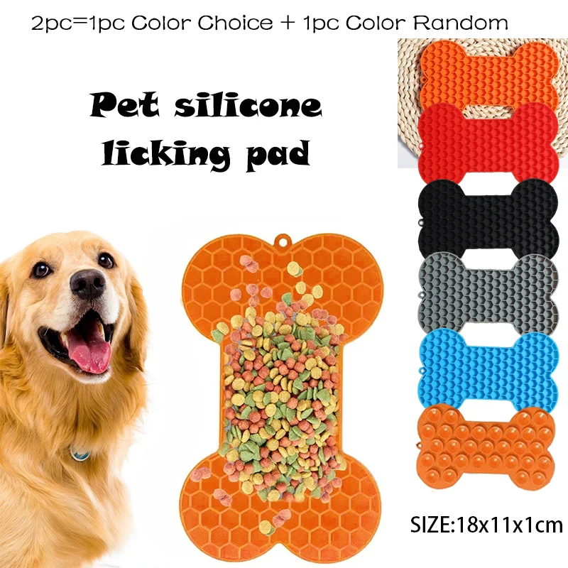 Silikónové lízanie podložky 1pc Color Choice + 1pc Farba Random Pet Dogs Lick Pat Pad Kúď pomalé olizovanie Kázal mačky Kŕmenie kosti