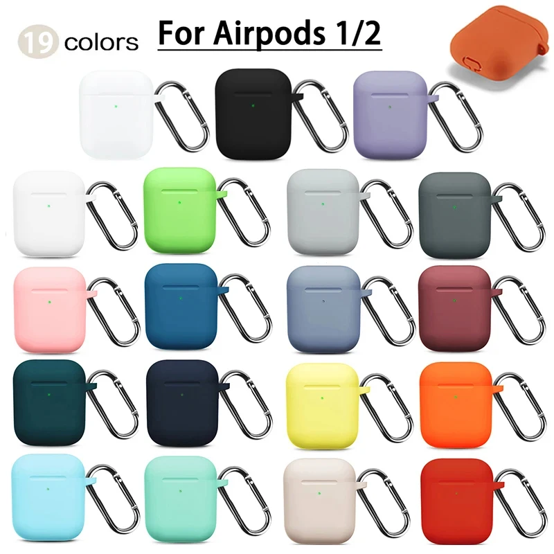 Silikónové puzdro s háčikom pre Apple AirPods 1. 2. Gen 1 2 Ochranné bezdrôtové slúchadlá na nabíjanie vrecká na nabíjanie