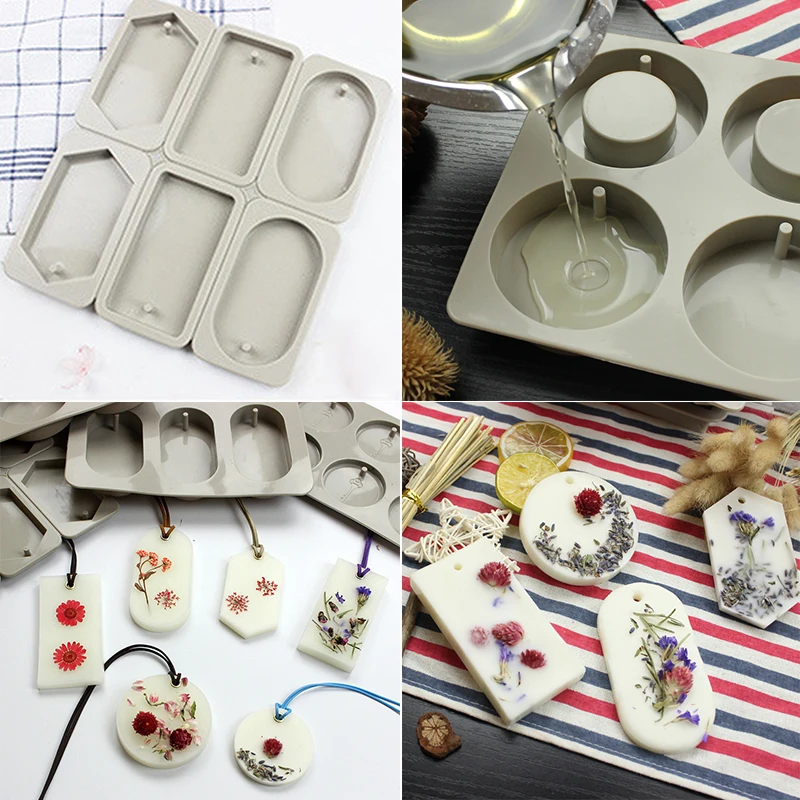 Silikónové ílové aromaterapeutické tablety Folmy Závesné závesné ozdoby Priepustné omietky Epoxid vosk kvetinové mydlové pleseň Čokoládový koláč pečenie