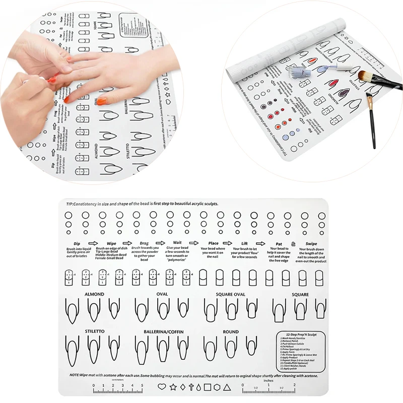 Silikónový akrylový tréningový výcvikový list MANICÚRA Liquid Acryl Tips