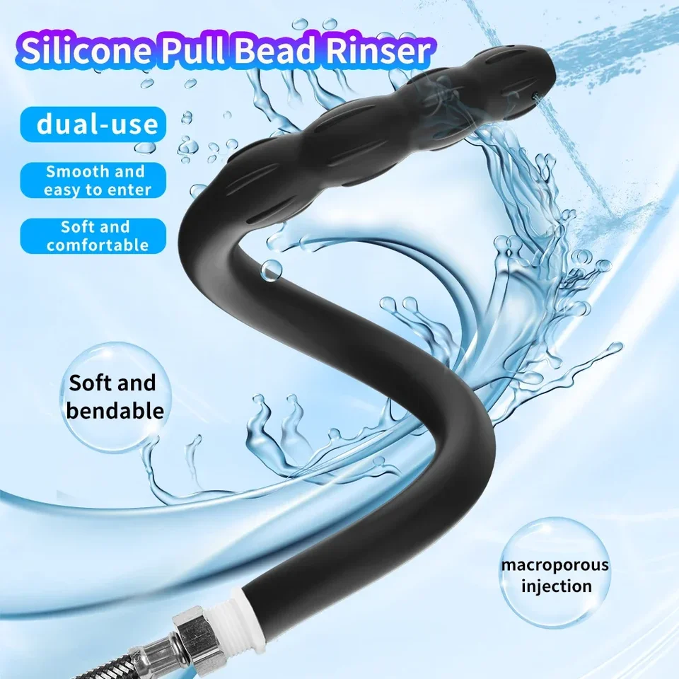 Silikónový análny Dilator dilatátor dlache extra dlhé análne korálky klystír Vagina čistiaca kad