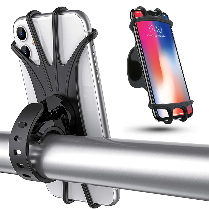 Silikónový bicykel Držiteľ telefónu Motocykel pre iPhone Samsung Huawei Redmi Mobilný telefón stojan na bicykli GPS Clip Quick Mount