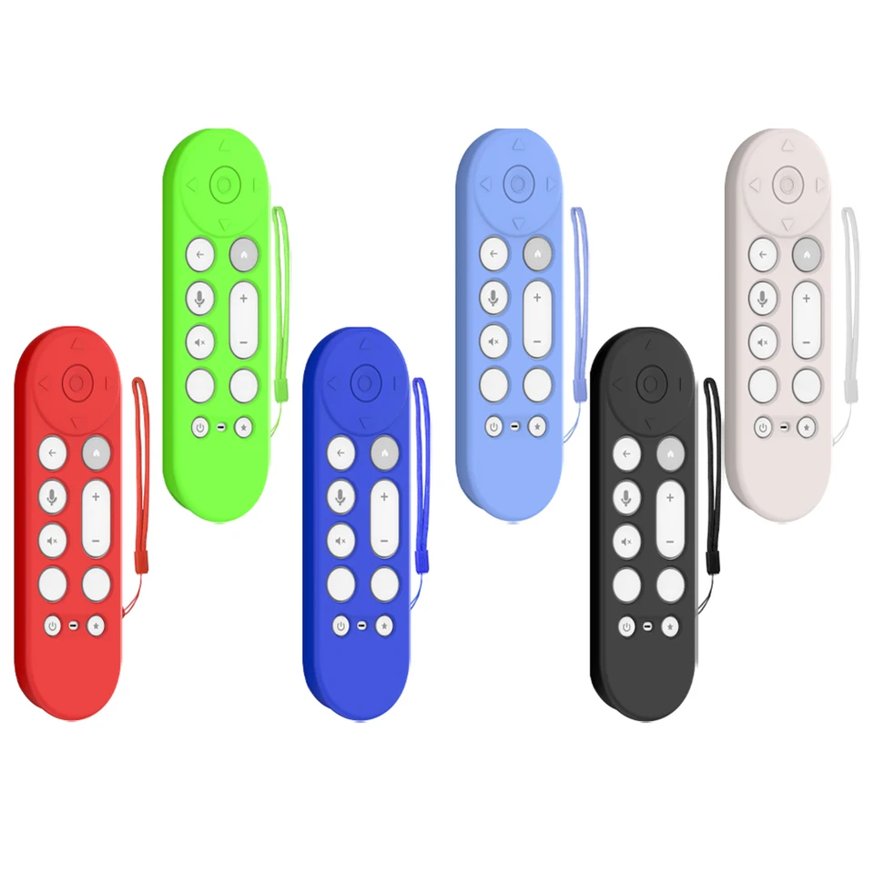 Silikónový diaľkový diaľkový puzdro Ochranný kryt proti šikanovaniu silikónového rukávu s Lanyard Glow v tme pre Google TV Streamer 4K Voice Remote
