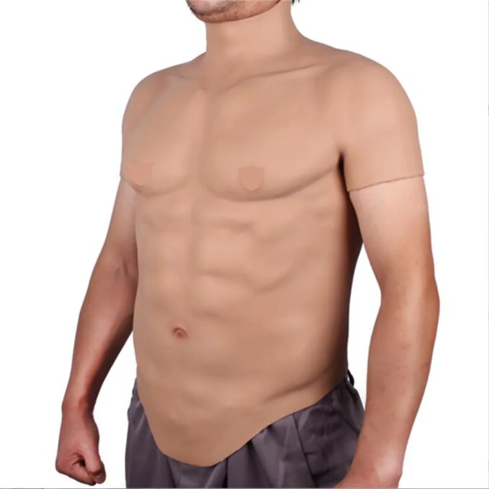 Silikónový falošný hrudný sval, Skutočný mužský figurín, kostým svalnatého štádia, krížový dresing, dolné telo, cosplay, E009