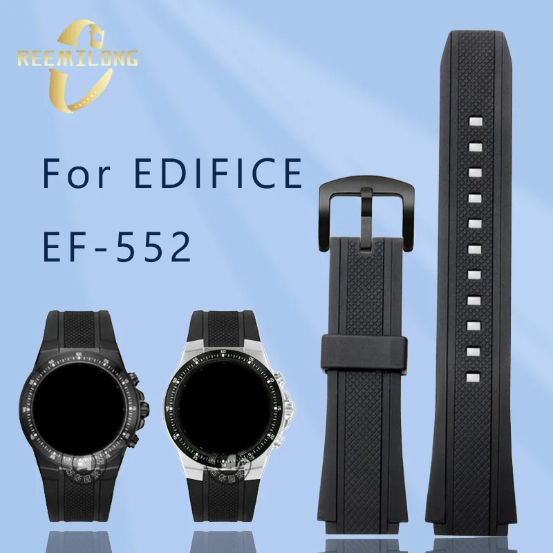 Silikónový gumový hodinky 20 mm konvexný kĺb Čierny vodotesný športový športový muž hodinky náramky pre náramky pre Casio Edifice EF-552