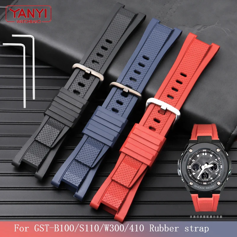 Silikónový gumový náramok pre Casio GST210 GST-W110/S130/B100/S100G/S110/410 Hodink popruh vysokokvalitné hodinky náramkové hodinky pásma pásma pásma