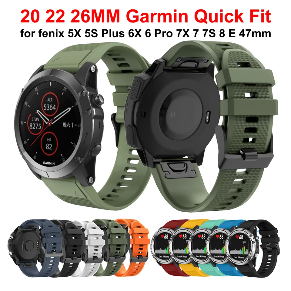 Silikónový hodinkový pás pre Garmin Fenix ​​5x 5 5S Plus 6x 6s 6 Pro 7x 7 7S hodink