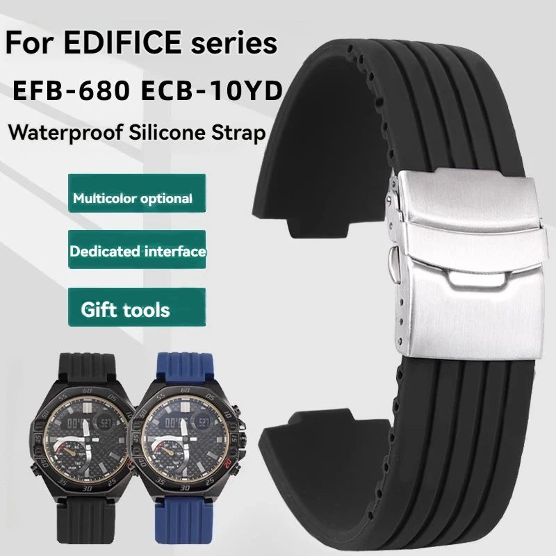 Silikónový hodinkový remienok pre Casio EFB-680 ECB-10YD Watch GST-B200 GST-B400 Muži 12 mm 14 mm 16 mm vodotesné gumové hodinky