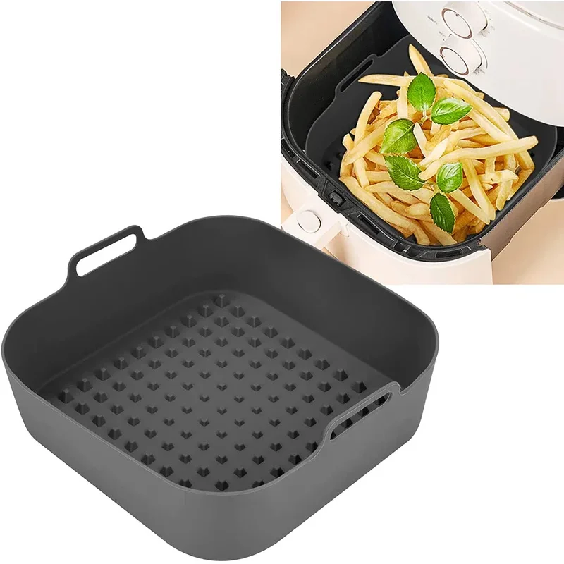 Silikónový hrniec vzduchu Fryer Hrubé opakovane použiteľný silikónový štvorcový vzduchový fritér Fryer Feak Tray vložka papierové vzduchové vzduchové košík na pečenie na pečenie
