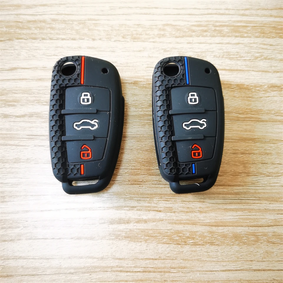 Silikónový kryt kľúča krycí kryt pre Audi A4 B7 A6 C6 4F 8V A3 8P A1 A3 Príslušenstvo automatický diaľkový držiak na diaľkový kľúče 3 Bunda Bunda Bunda