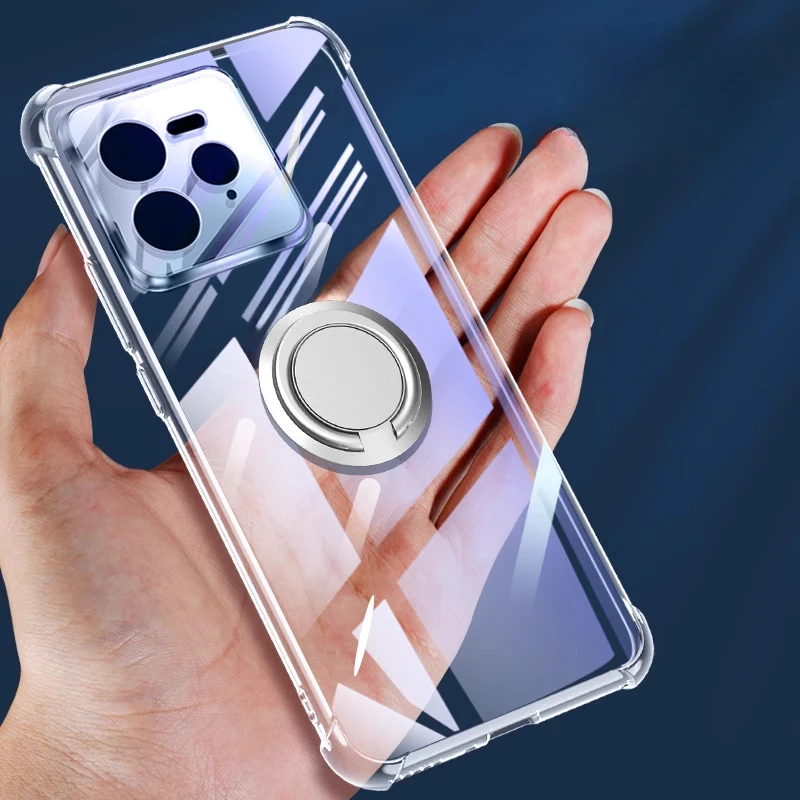 Silikónový kryt Magnetického prsteňa pre Realme NEO 7 RMX5060 SOCKOPPORPOPTUR Airbag Priehľadný mäkký TPU puzdro pre Realme Neo7 GT7PRO