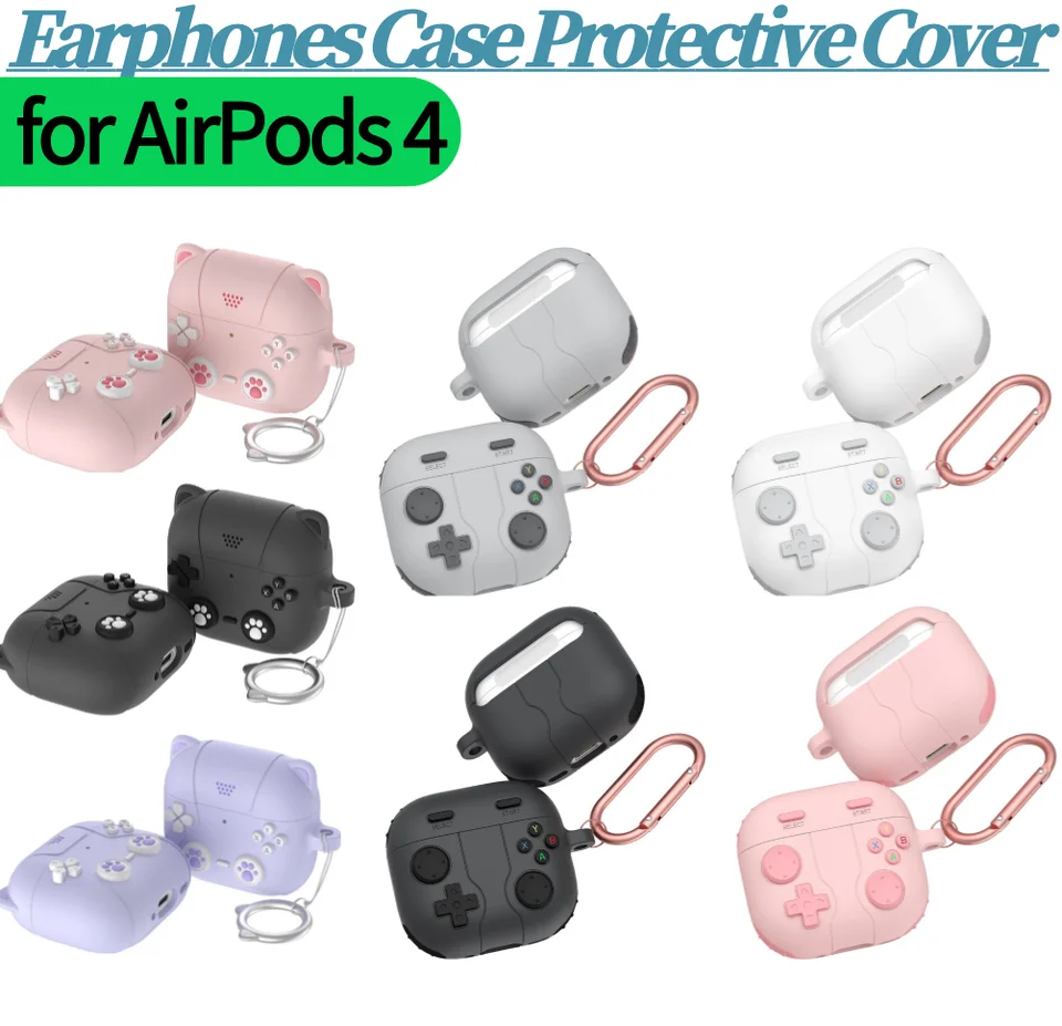 Silikónový kryt pre slúchadlá s kľúčovými hrami Console Cover Cover Dustodproof Gamepad Puzdro pre AirPods 4 Accessories