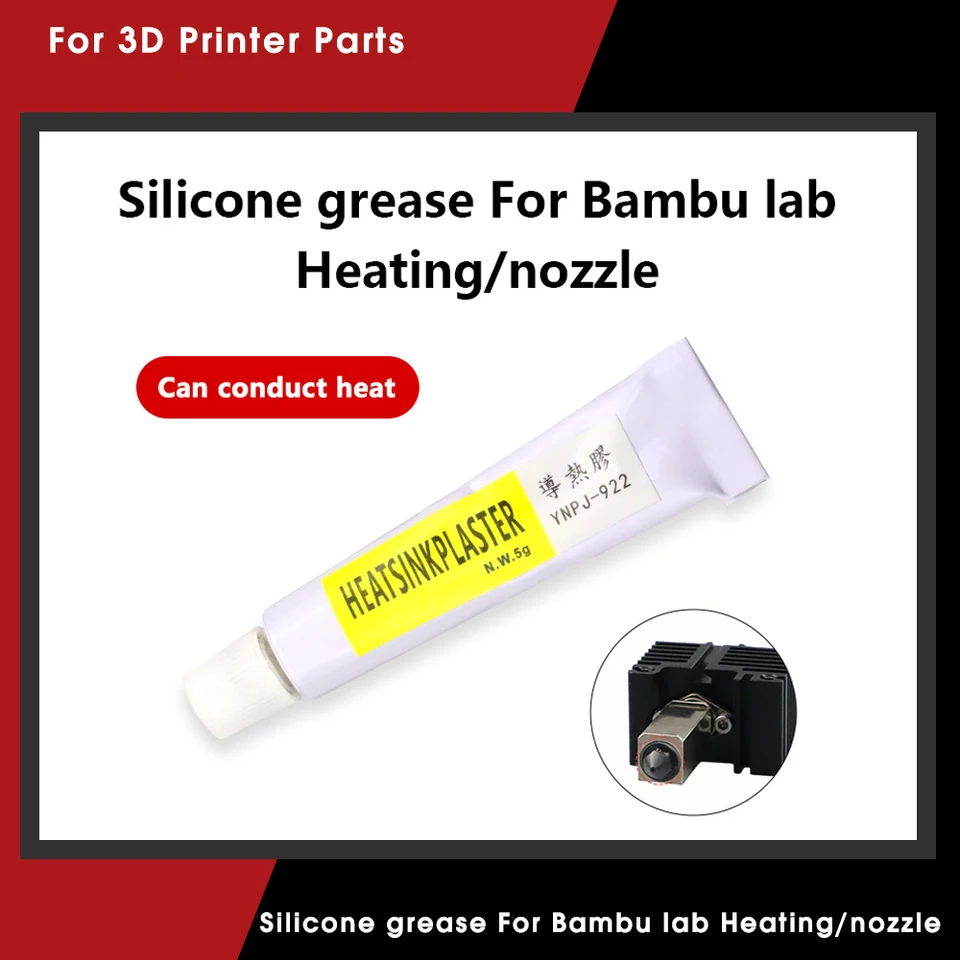 Silikónový mazivo pre vykurovanie laboratória Bambu Lab/dýza MK8 E3D Adhesívny únik dôkaz, chladiace chladenie tepelného vodivého lepidla CR10