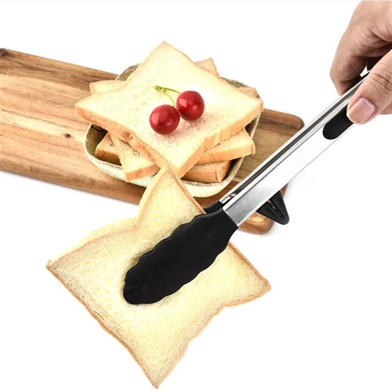 Silikónový pizza chlieb steak klip Neprežadované kuchynské kliešte z nerezovej ocele Handelov šalát slúžiaci BBQ Tongs Creative Clamp