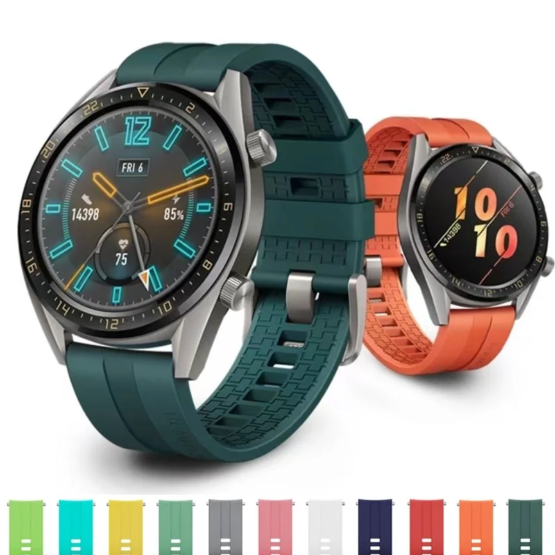 Silikónový popruh pre 22 mm/20 mm pre Samsung Galaxy Watch 6-4 Classic 5 Pro/3/Active 2 44 mm náramok Huawei Watch GT 2/2E/3/3 Pro Band