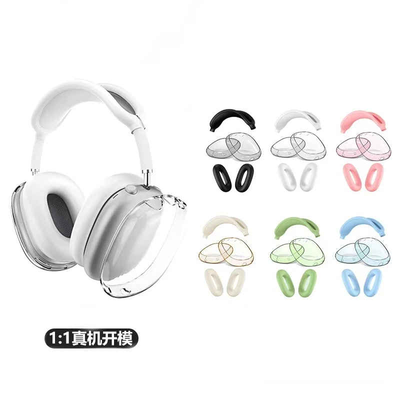 Silikónový priehľadný ochranný puzdro pre Apple AirPods Max Clear Soft Soft Sarfon Puzdro Bluetoothn Príslušenstvo pre slúchadlá päť kusov