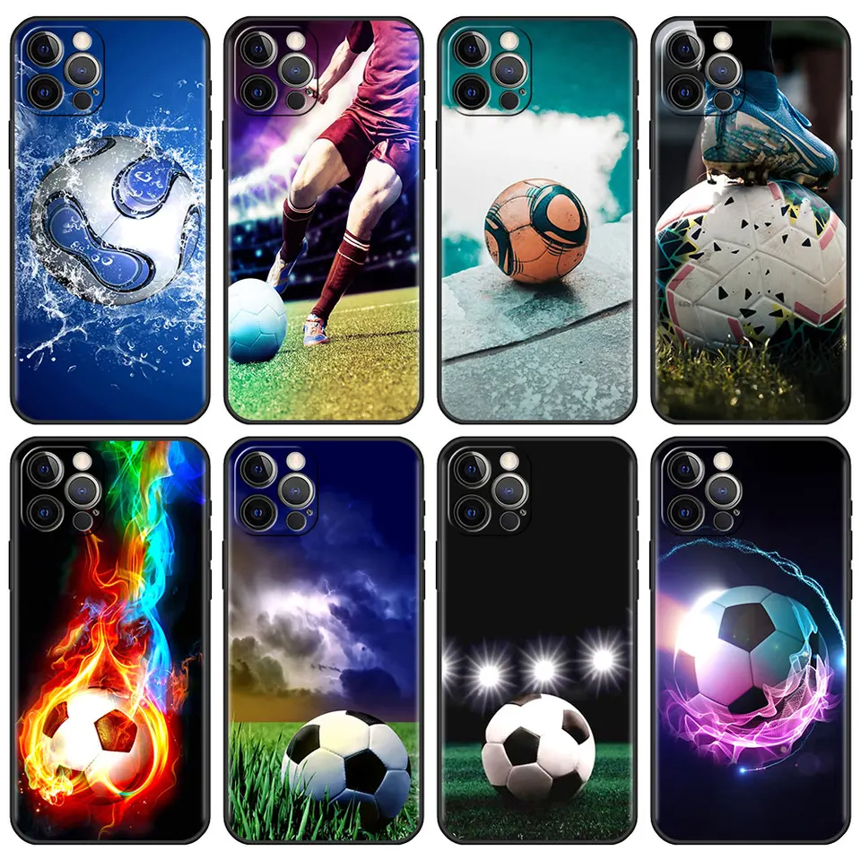 Silikónový prípad Funda pre Apple iPhone 13 12 Mini 11 Pro 7 xr x xs Max 6s 8 plus 5 5s SE Soft Futbalový futbal futbal futbal