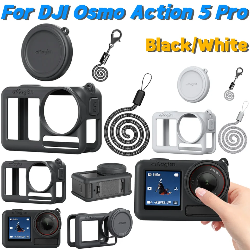 Silikónový prípad pre DJI Osmo Action 5 Pro Plný ochranný kryt rukávu s krytmi šošovky a ochranným puzdrom na ochranu povstania