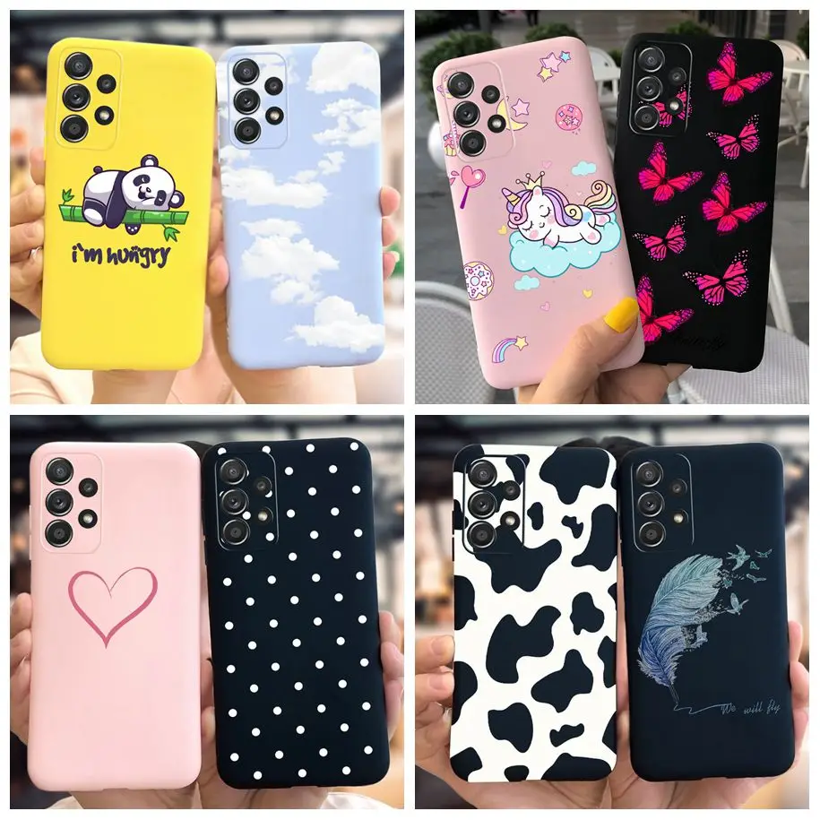 Silikónový puzdro pre Samsung Galaxy A23 Kryt Krásna karikatúra Panda Motýfly Mäkký ochranný kryt pre Samsung A23 4G 5G A235F CAPA