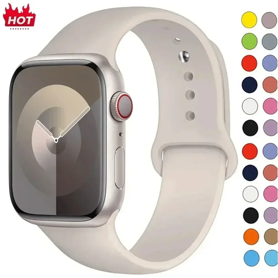 Silikónový pás pre remienok Apple Watch 44 mm 45 mm 40 mm 41 mm 42-38 mm 45 mm Športový náramok Iwatch Series 8 7 6 5 4 3 SE 9 Ultra 2 49 mm