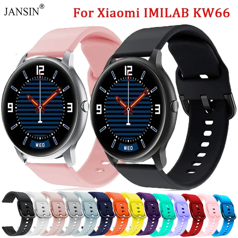 Silikónový pás pre Xiaomi imiLab KW66 Rýchle uvoľnenie mäkkého športového remienka Vysoko kvalitný náramok kovový kovový spona výmenný hodinky