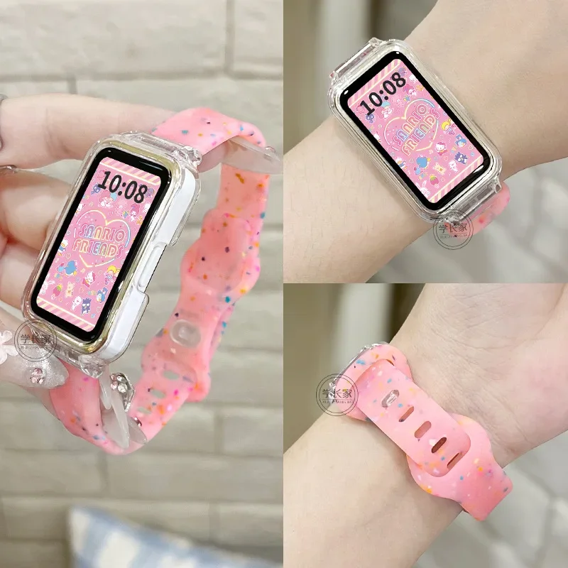 Silikónový remienok a priehľadné puzdro pre Huawei Band 9 7 8 Smartwatch Case Náramok náramku náramku pre Honor Band 7 6 Straps