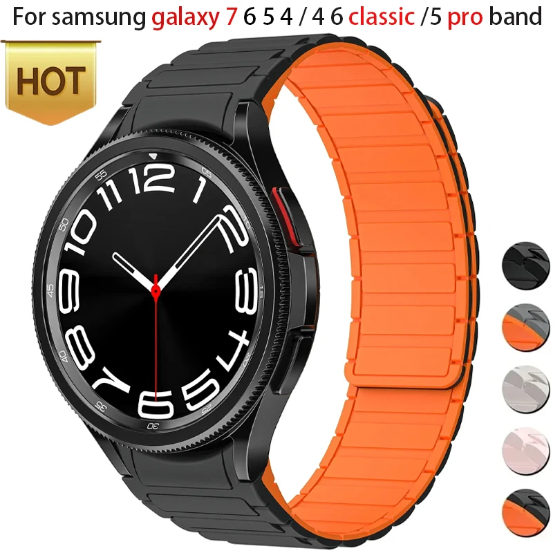 Silikónový remienok pre Samsung Galaxy Watch 7 6 5 45 mm 44 mm 6 klasické žiadne medzery Magnetický náramok Watch 7 6 40 mm 47 mm 43 mm pás