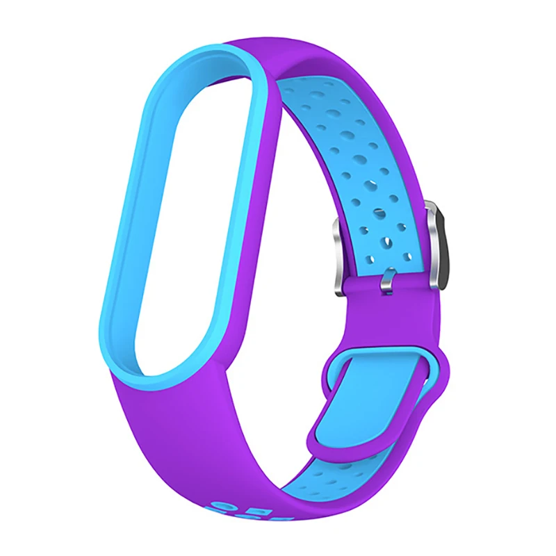 Silikónový remienok pre Xiaomi Mi Band 3 4 5 Dvojfarebné popruhy Porézne pórovité športové športové priedušné remienky Splapky na náhradné zápästie zápästia