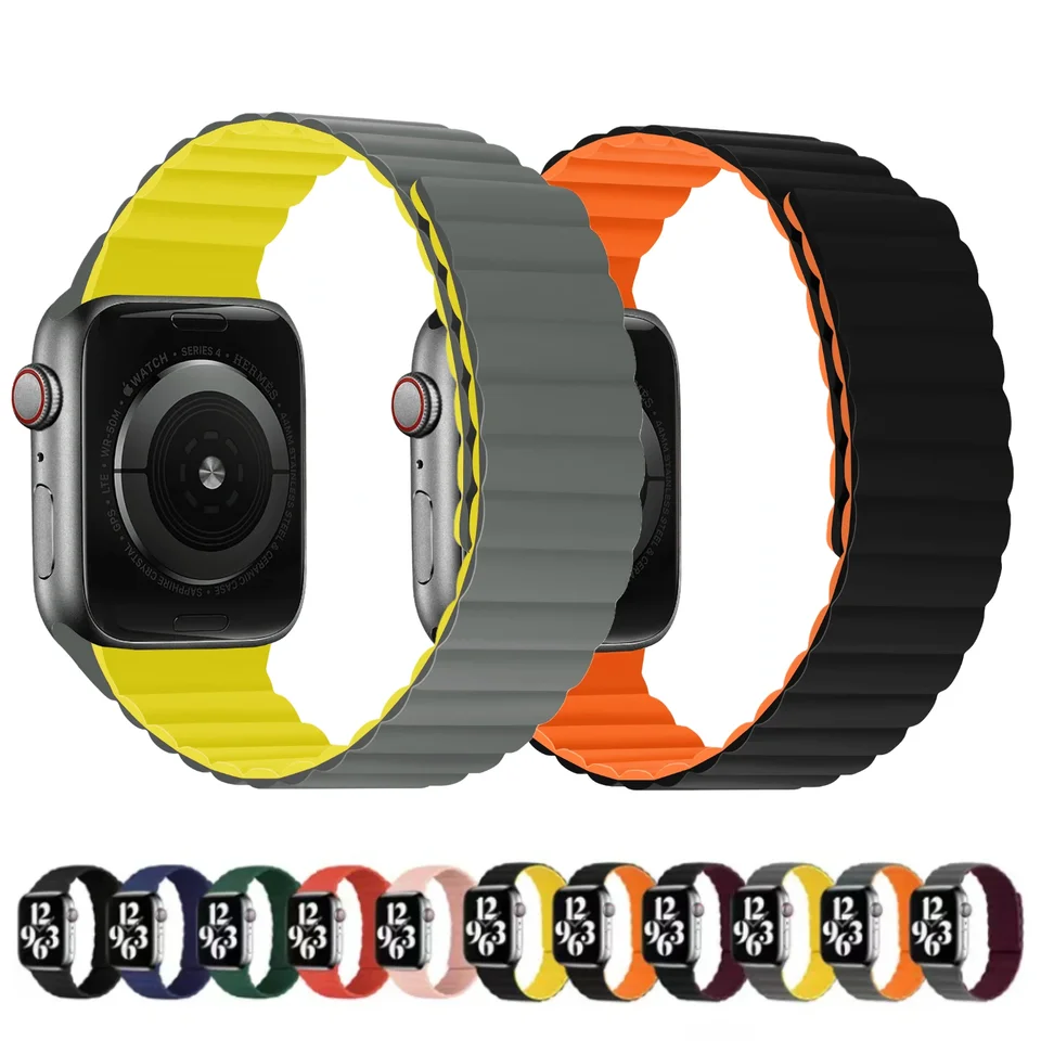 Silikónový silný magnetický remienok pre Apple Watch Ultra 49 mm 9 8 7 49 mm 45 mm 41 mm 6 5 4 SE 44 mm 40 mm náramok IWATCH 10 46 mm 42 mm