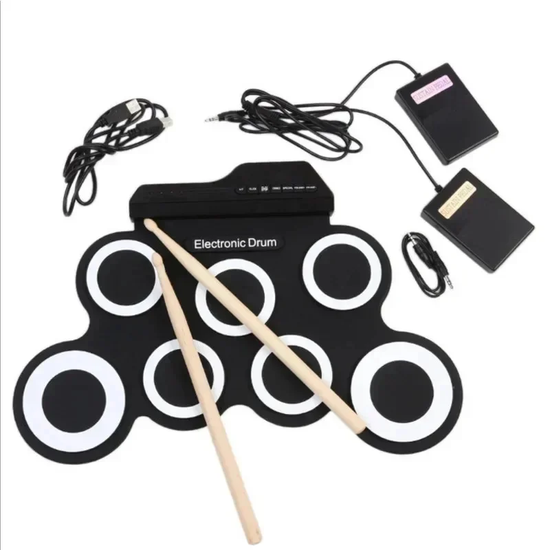 Silikónový skladací stojan na ruky prenosný USB Elektronický bubon jazzový bubon prenosný elektronický bubon
