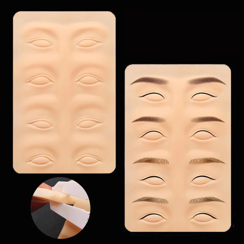 Silikónový tréning kože obočie očné bloky tetovanie nováčikových výcvikových očných viečok polotrvalá make-up tetovanie