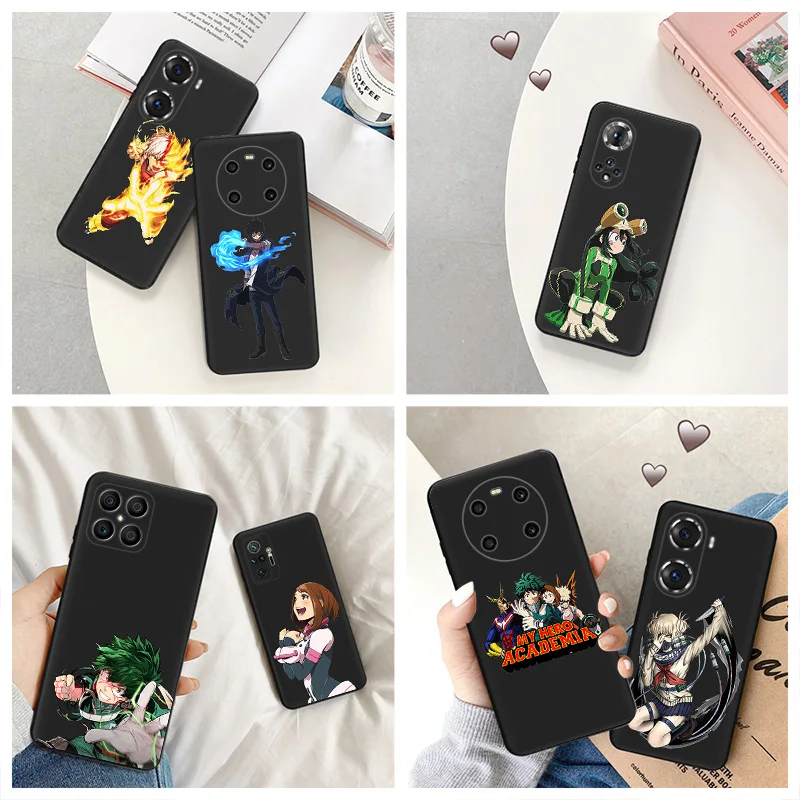Silikónový čierny telefónny puzdro pre česť x8b Magic5 x9 x7 B x6 x8 A 90 70 8x x9b x6a My Hero Academia Pixel 6a 7a 8a 7 6 8 8 Pro Cover
