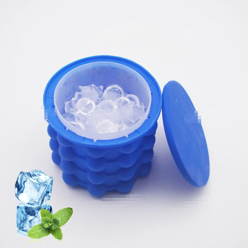 Silikónový ľadový vedierka 2 v 1 veľkej forme s prenosným priestorom prenosného priestoru Nástroje na výrobu kocky pre kuchynský party barware 13.3*12,3 cm