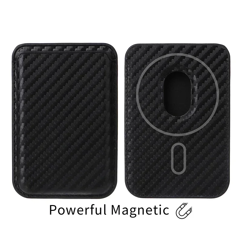 Silné magnetické pre peňaženku držiteľa kariet Magsafe pre iPhone 15 14 13 12 Samsung S24ultra S23 Uhlíkové vlákno Saffiano Kožné peňaženky