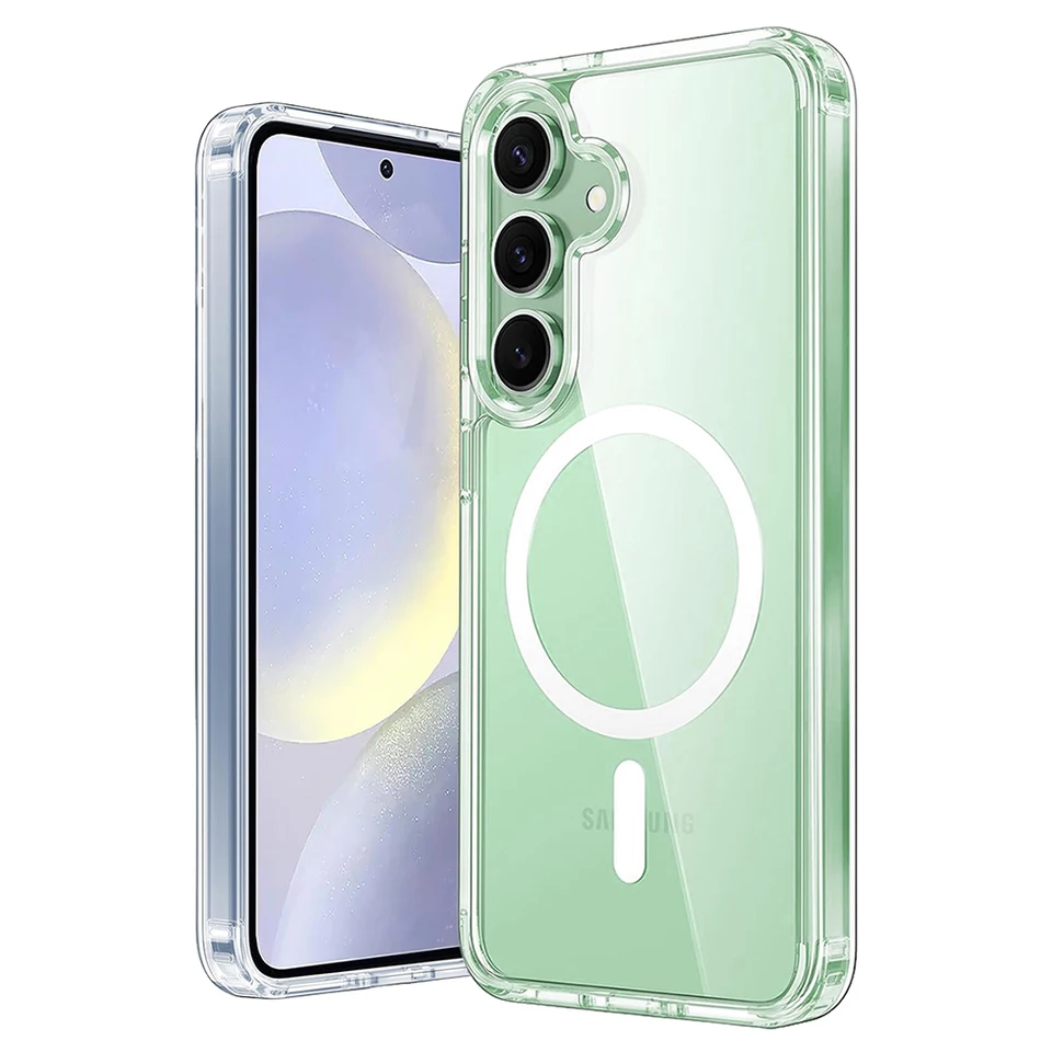 Silný magnetický pre prípad Magsafe pre Samsung Galaxy S24 S23 S22 S21 Fe Ultra plus hybridný bezdrôtový nabíjanie Tvrdé kryt