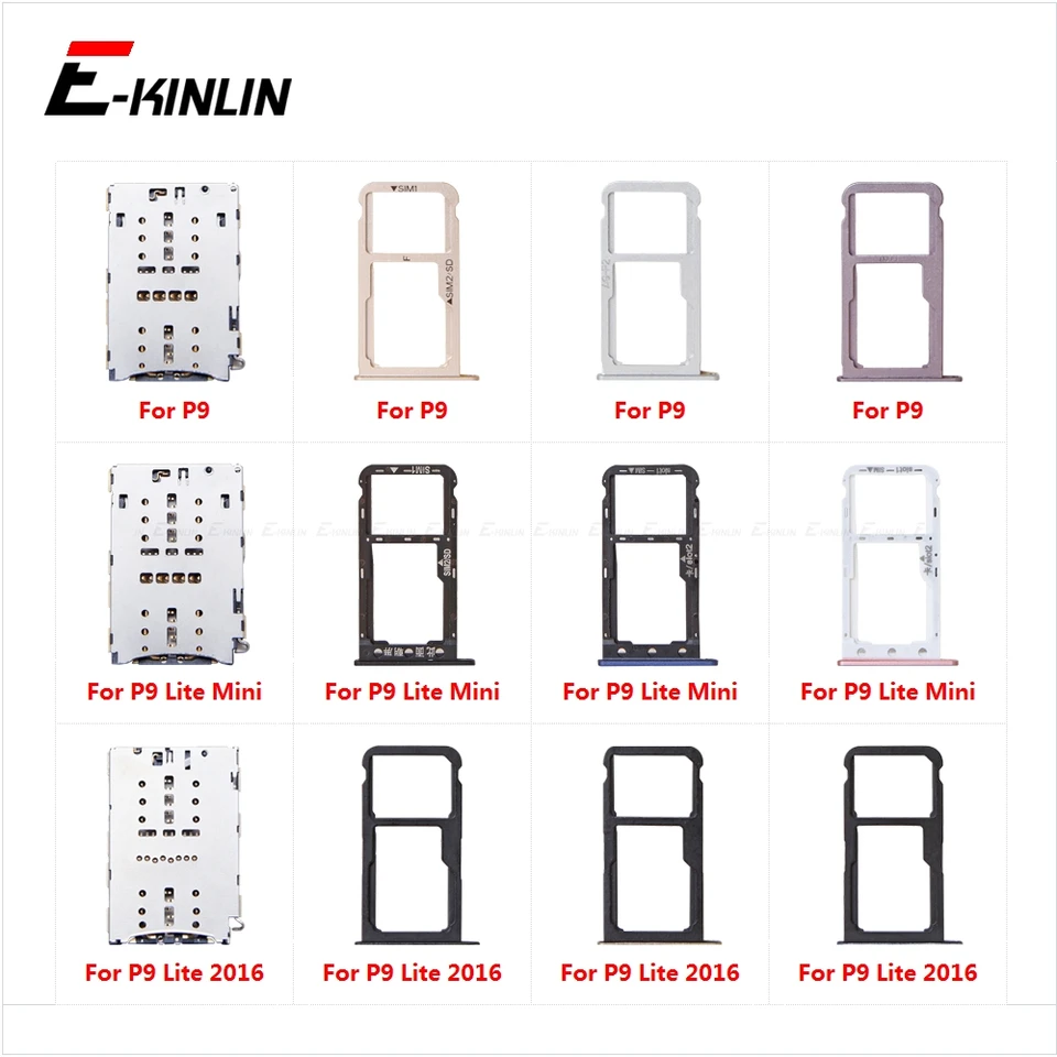 SIM Card Socket Slot Slot Struy Rader Držiak držiaka Micro SD Adapter Container pre Huawei P9 Lite Mini náhradné diely