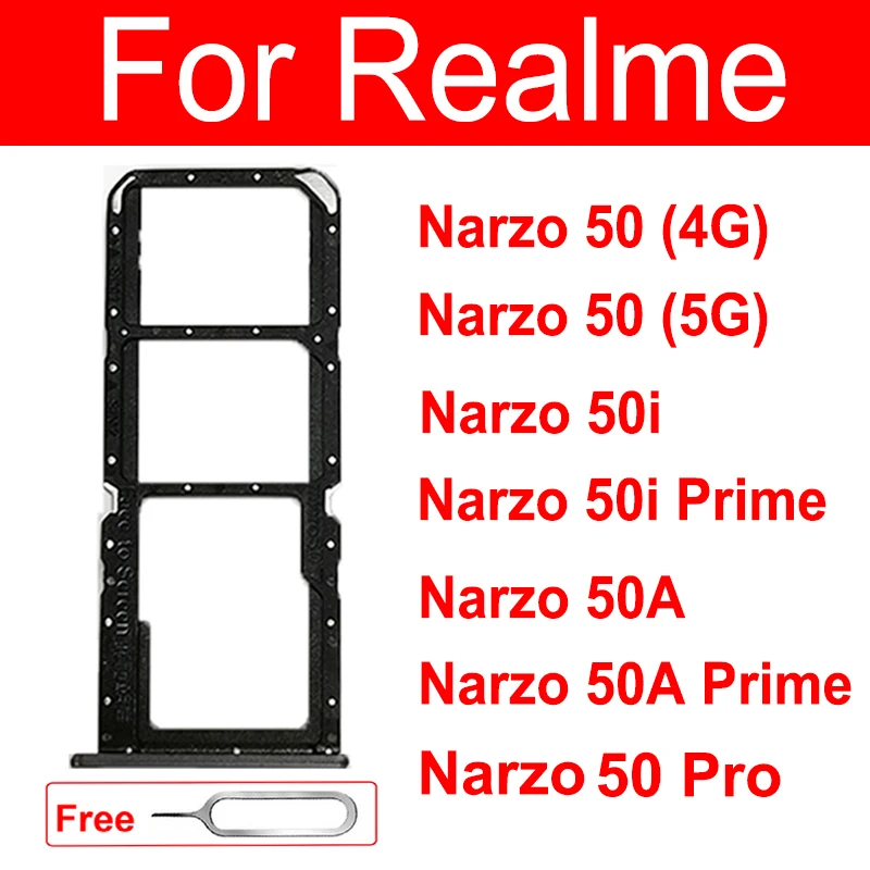 SIM Card Tray pre Realme Narzo 50 Pro 50A Prime 50i Prime 4G 5G Dual SIM Card Slot Socket Čítať karty Držiteľ dielov
