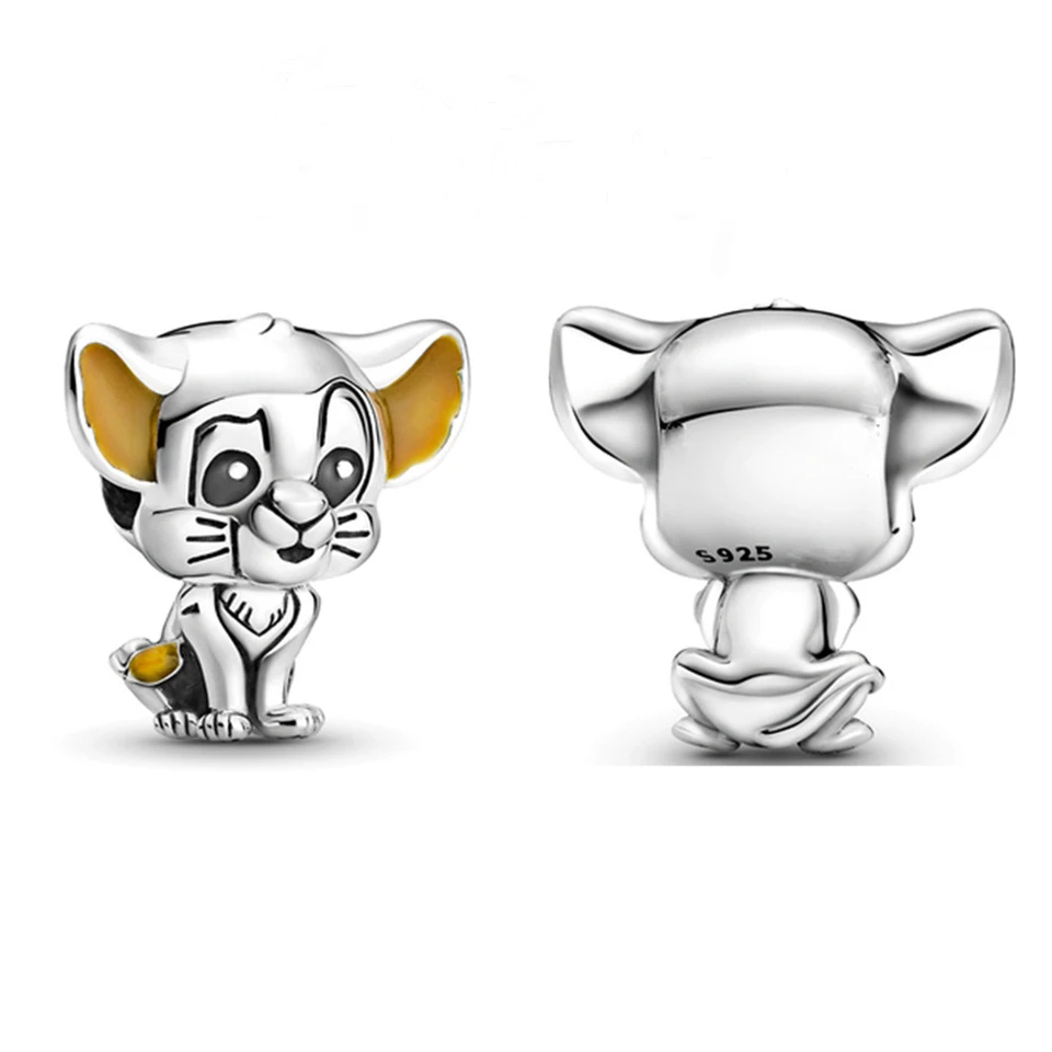 Simba Charm Silver pokovovaný fit pandora kúzla striebro 925 Originálny náramok pre výrobu šperkov