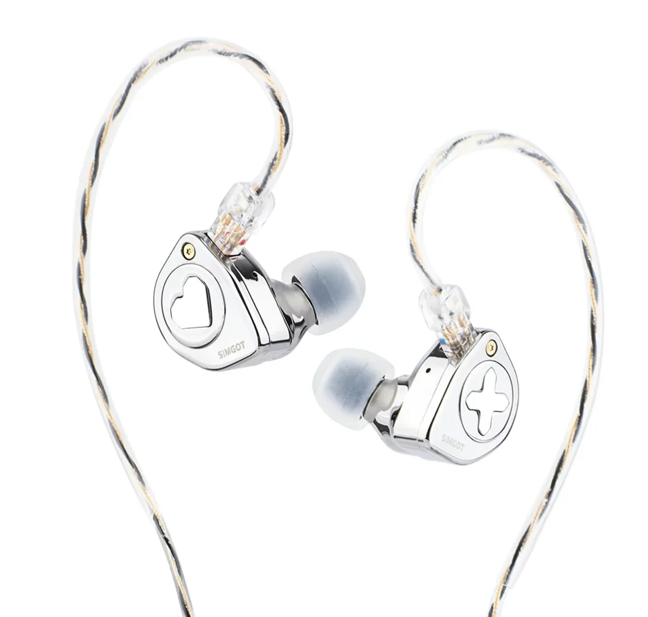 SIMGOT EW300 1DD+1PLANAR+1PZT Hybridný ovládač IEM Hifi slúchadlá s odnímateľnými dýzovými striebornými káblami OFC IEM pre hudobníka
