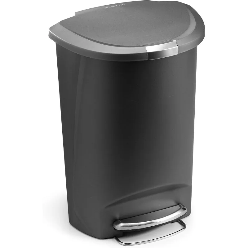 SimpleHuman Semi Round Kitchen Kety Step TRASH TRASH S NASLUŠENÝMI ZÁKLADNÝM ZÁMORU Šedý plast