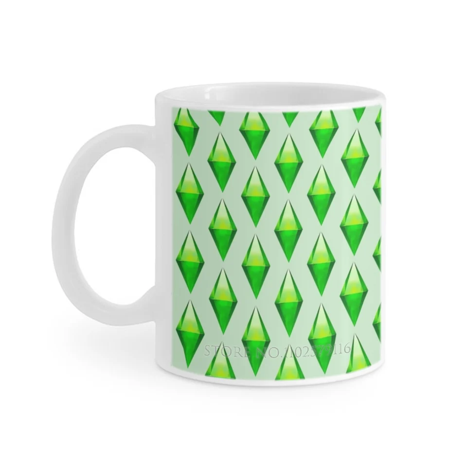 Sims Plumbob White Mug Coffee Cups Darček 11 oz hrnček mlieko čaj Plumbob Sims Sims 4 Sims 3 Sims 2 Sims Sims 4