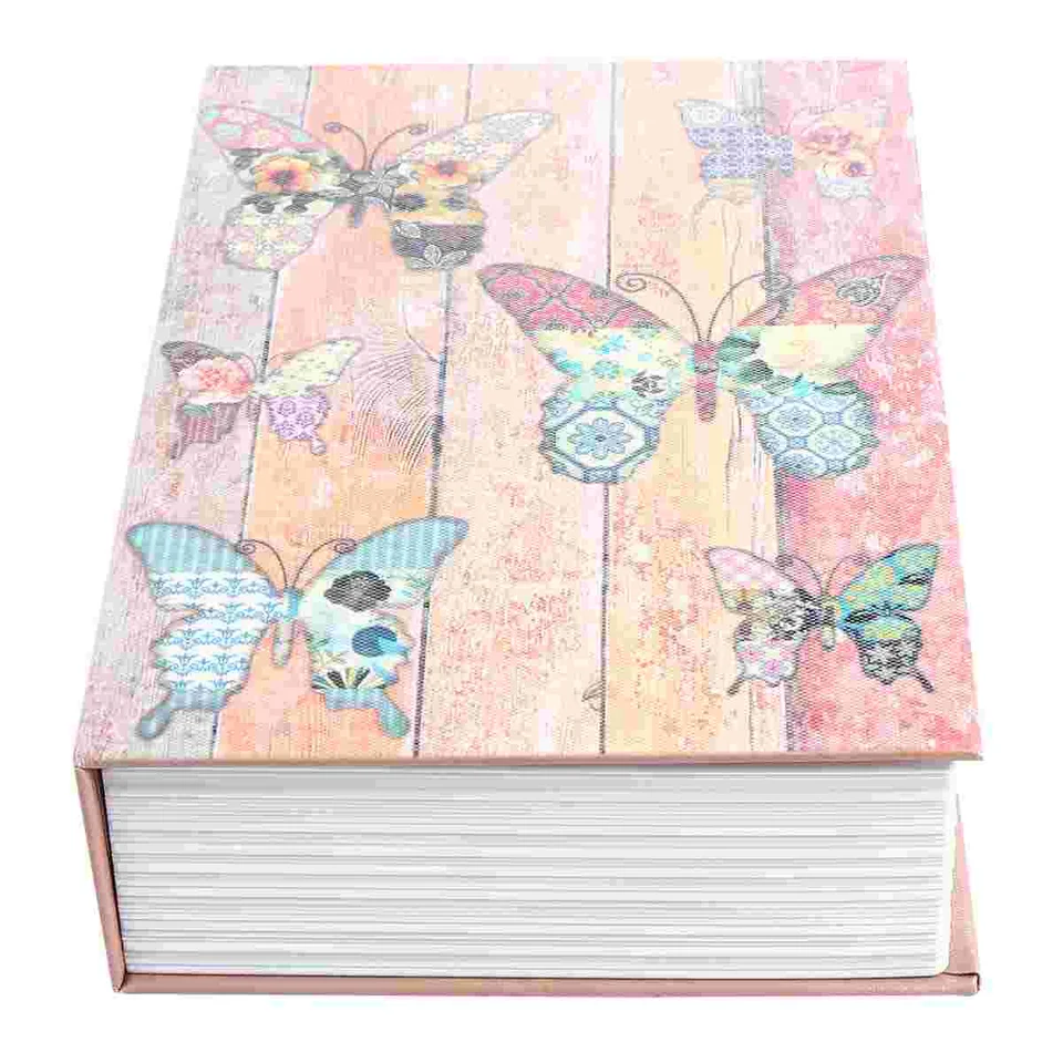 Simulačná kniha Lock Box Metal Security Bezpečné skrinky Butterfies Pattern Secret Box Secret Book Bezpečný box kódovaný zámok