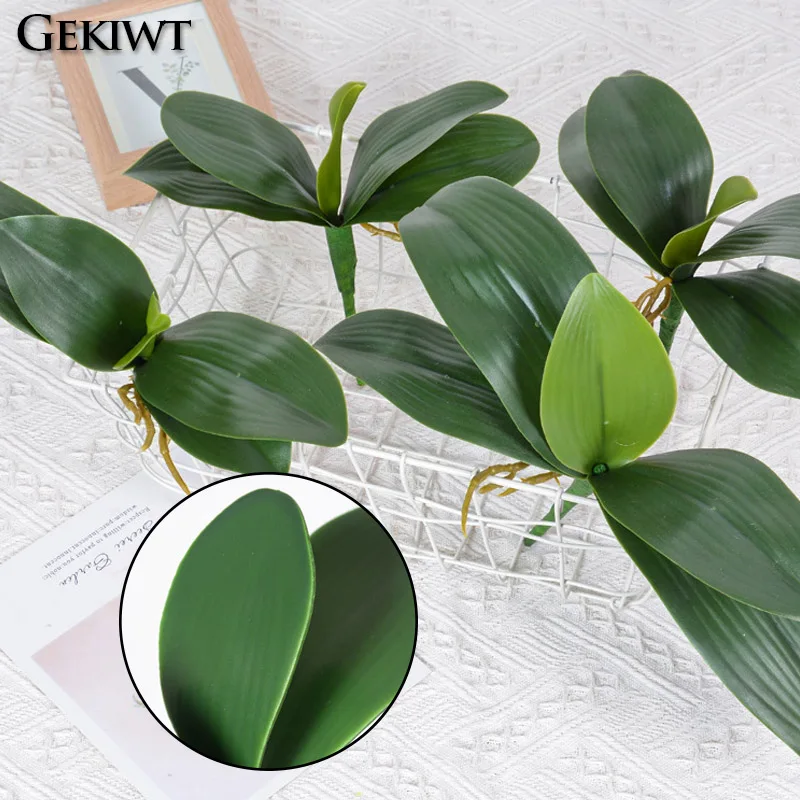 Simulačné rastliny phalaenopsis dekoratívne kvety listov Pomocný materiál Orchid listy listy mikro krajiny kvetinová dekorácia