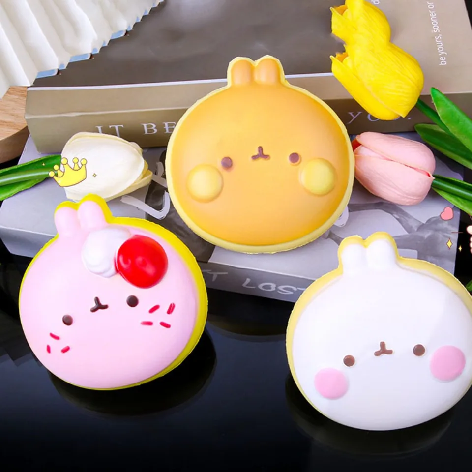 Simulované králičie stláčacie hračky Hudba Hudba Rabbit Biscuit Cartoon Fidget Toy Sensory Fidget Toy Cute Pinch Hray Praktické vtipy