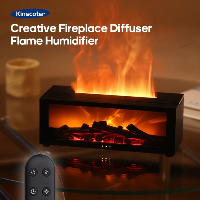 Simulovaný krb Arómy difúzor 150 ml plameňa vzduchového zvlhčovača s diaľkovým a bez vodou