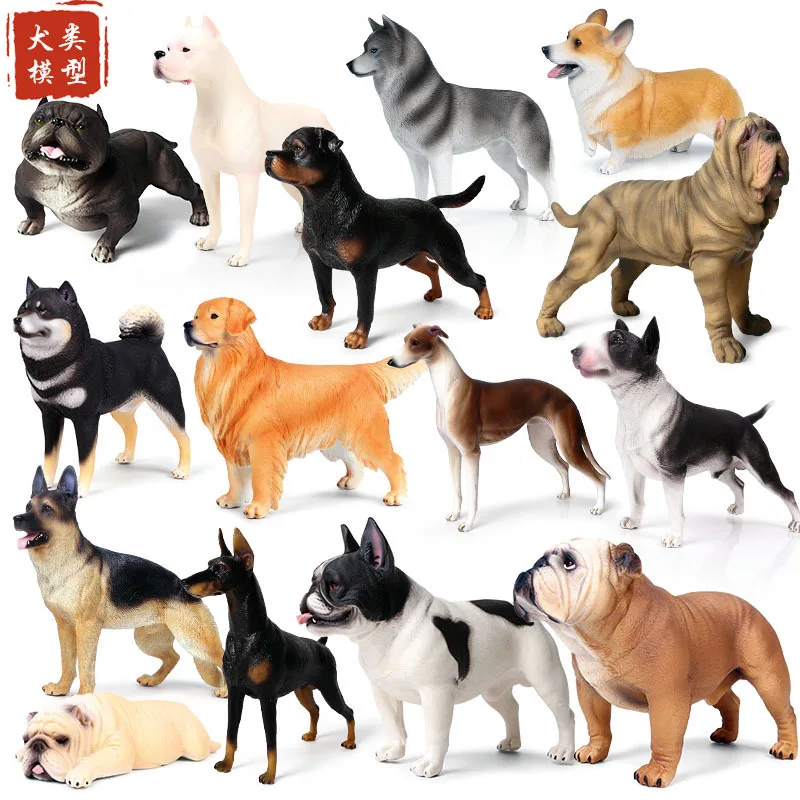Simulovaný model živočíšnych psov Zlaté vlasy psa Teddy Bulldog Koki Collie Shiba Inu Pet Car Ornament Plastové hračky Zvieratá Figuríny
